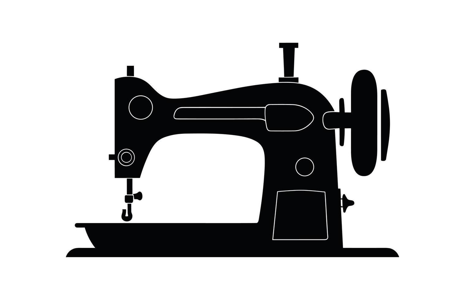 naaien machine vector illustratie, naaien logo atelier, handleiding naaien, naaien machine silhouet icoon,
