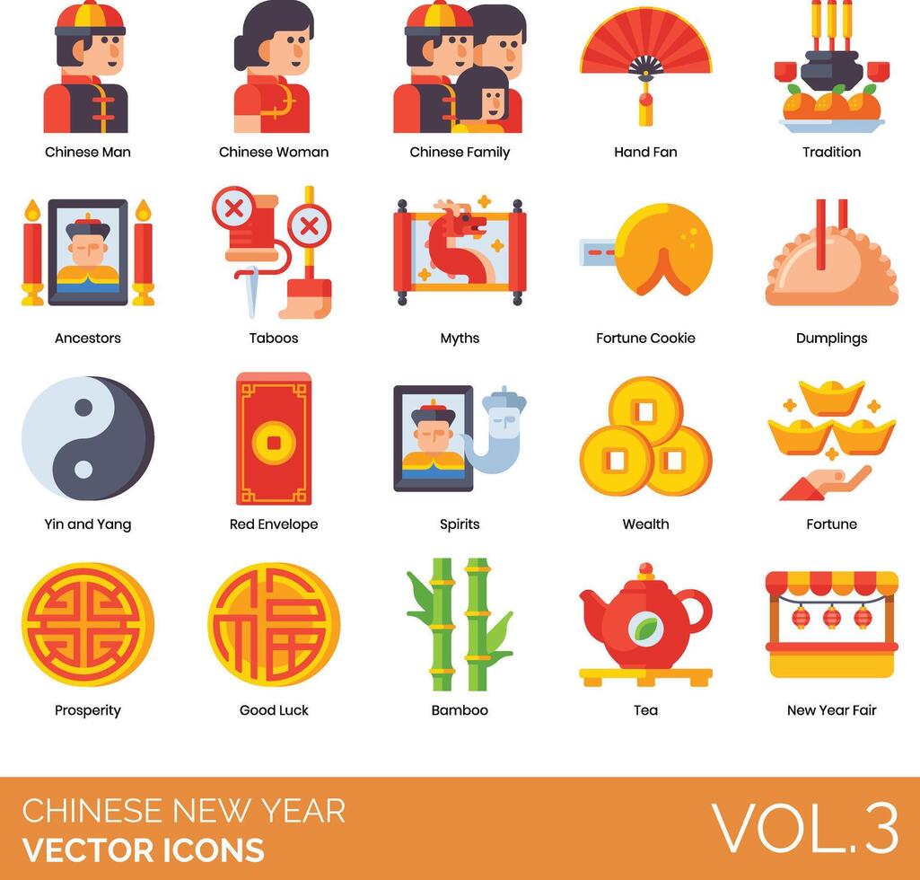 Chinese nieuw jaar vector icoon reeks