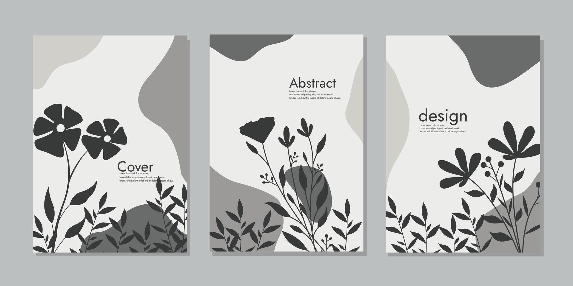 bloemen covers set. hand- getrokken abstract en bloemen ontwerp. voor notitieboekjes, boeken, planners, brochures, catalogi, planner. vector