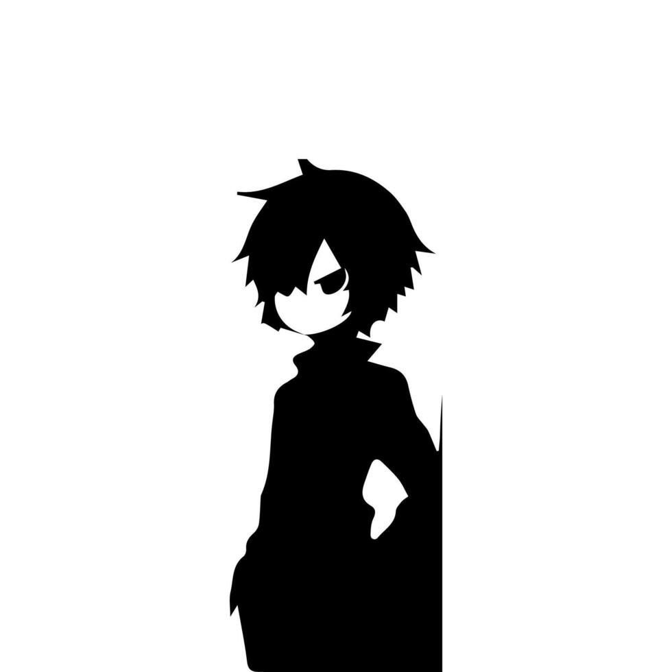 silhouet meisje in anime stijl vector illustratie vrij