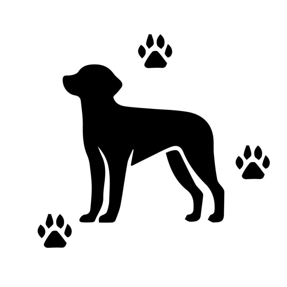 vector silhouet van hond op witte achtergrond.