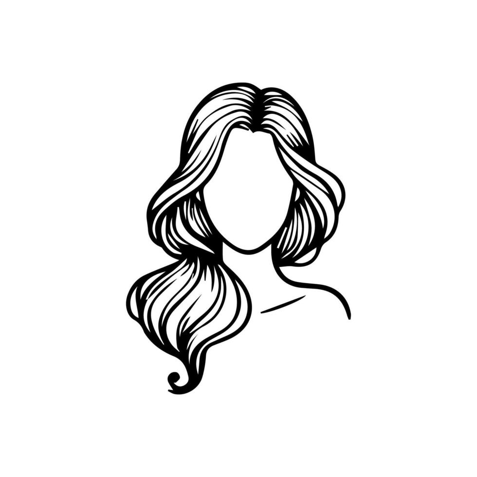 vrouw hoofd silhouet, gezicht profiel, vignet. hand- getrokken vector illustratie, geïsoleerd Aan wit achtergrond. ontwerp voor uitnodiging, groet kaart, wijnoogst stijl.