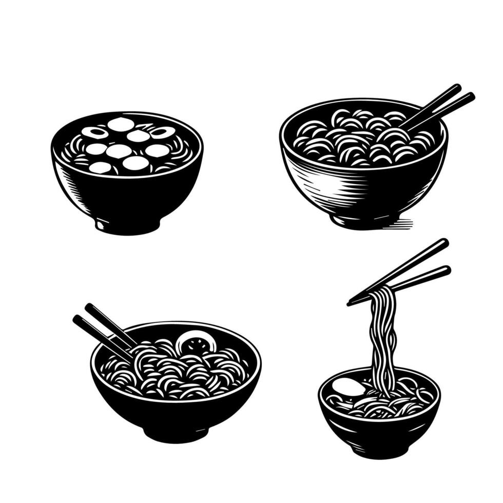 ramen noedels. vector illustratie voor mascotte logo of stickeraziatisch Japans traditioneel voedsel keuken. klem kunst, menu, poster, afdrukken, banier