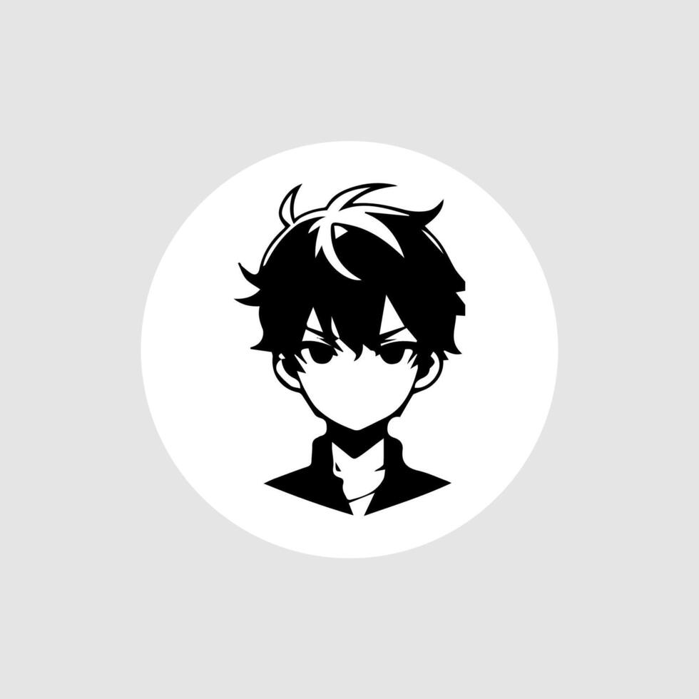 silhouet illustratie van een jongen in anime stijl vector