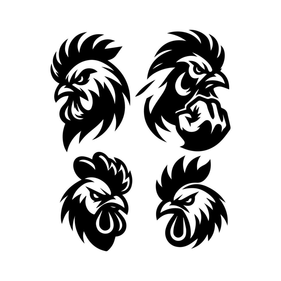 kip haan mascotte logo silhouet versie vector