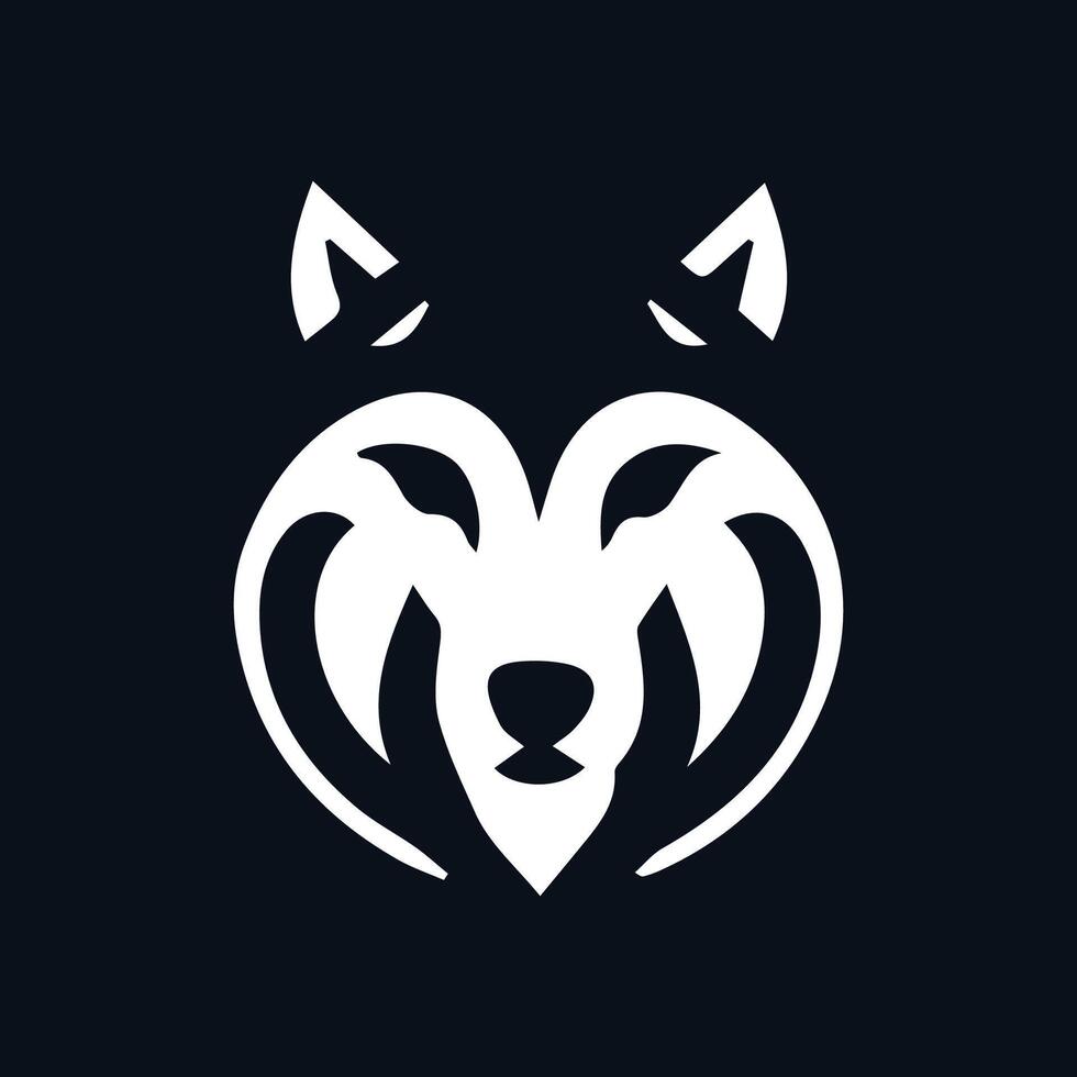 wolf logo voorkant visie, wolf hoofd silhouet logo van dier gezicht clip art. coyote icoon jager roofdier dieren in het wild symbool vector