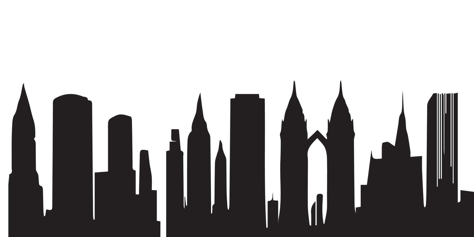 stadsgezicht silhouet vector, stedelijk horizon geïsoleerd Aan wit. modern stad architectuur, wolkenkrabbers, gebouwen vector