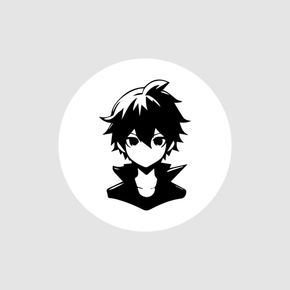 silhouet illustratie van een jongen in anime stijl vector