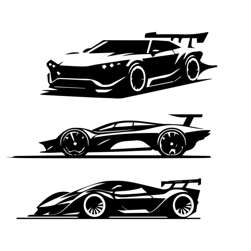 silhouet auto's en Aan de weg voertuig icoon in geïsoleerd achtergrond, creëren door vector. vector