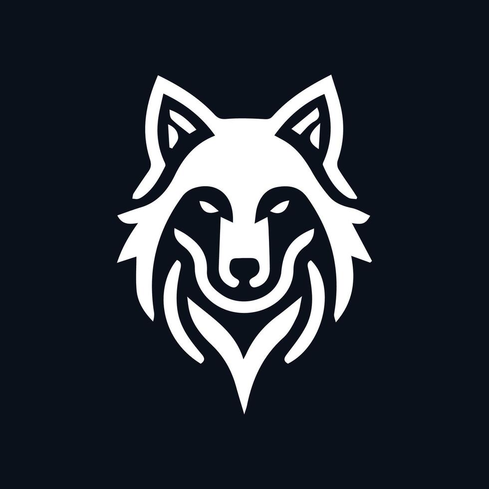 wolf logo voorkant visie, wolf hoofd silhouet logo van dier gezicht clip art. coyote icoon jager roofdier dieren in het wild symbool vector