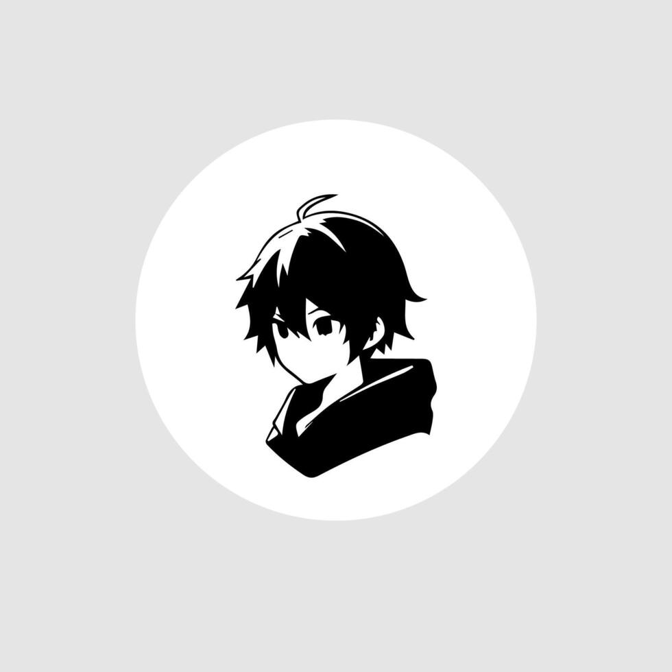 silhouet illustratie van een jongen in anime stijl vector