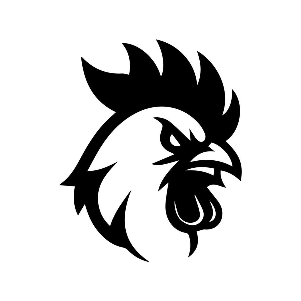 kip haan mascotte logo silhouet versie vector