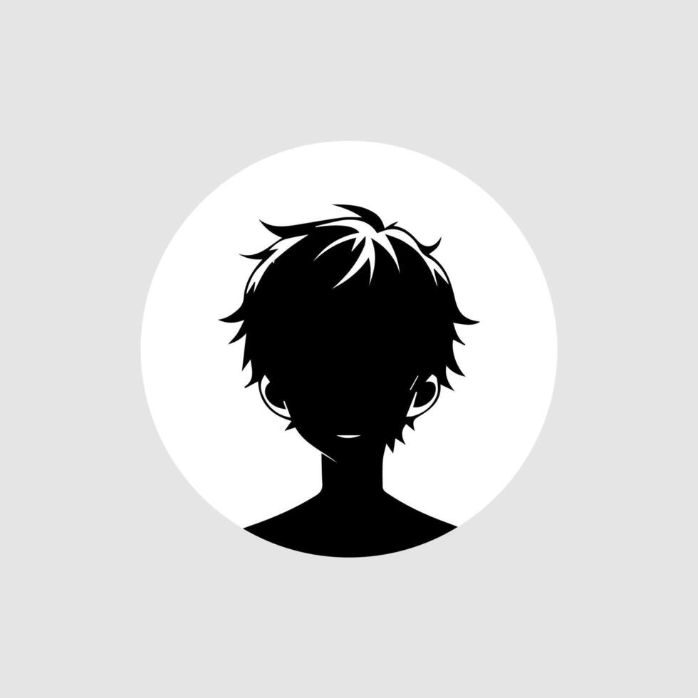 silhouet illustratie van een jongen in anime stijl vector