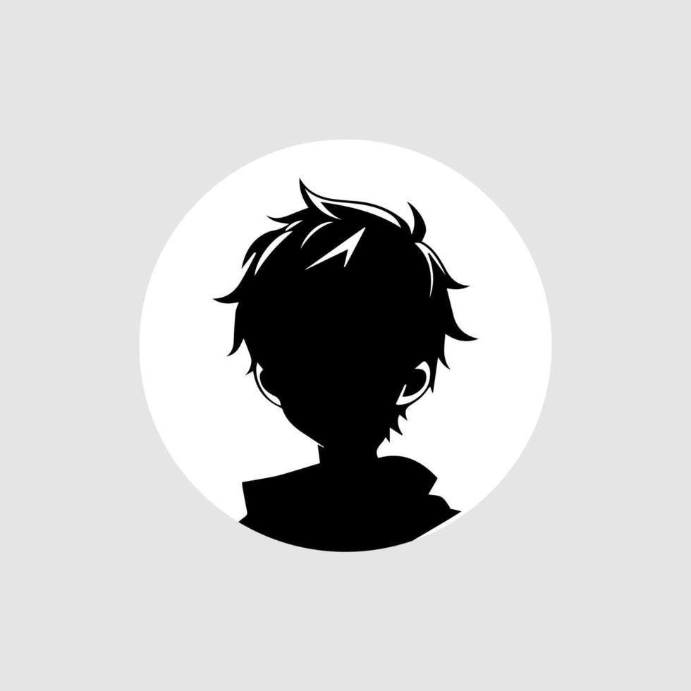 silhouet illustratie van een jongen in anime stijl vector