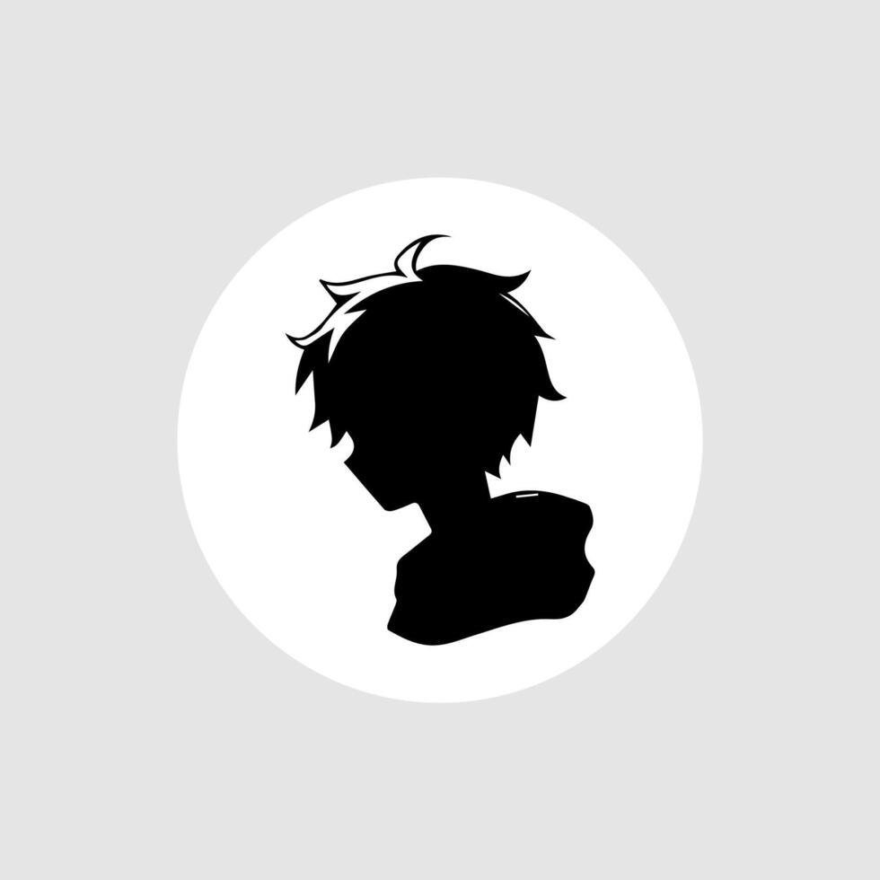 silhouet illustratie van een jongen in anime stijl vector