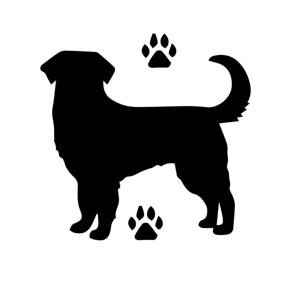 vector silhouet van hond op witte achtergrond.