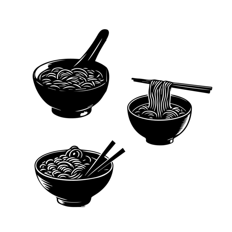 ramen noedels. vector illustratie voor mascotte logo of stickeraziatisch Japans traditioneel voedsel keuken. klem kunst, menu, poster, afdrukken, banier