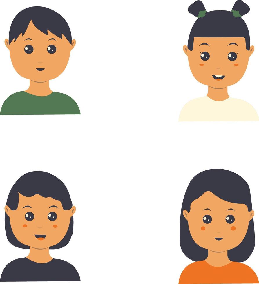 reeks van kinderen avatars. vlak tekenfilm stijl. vector illustratie