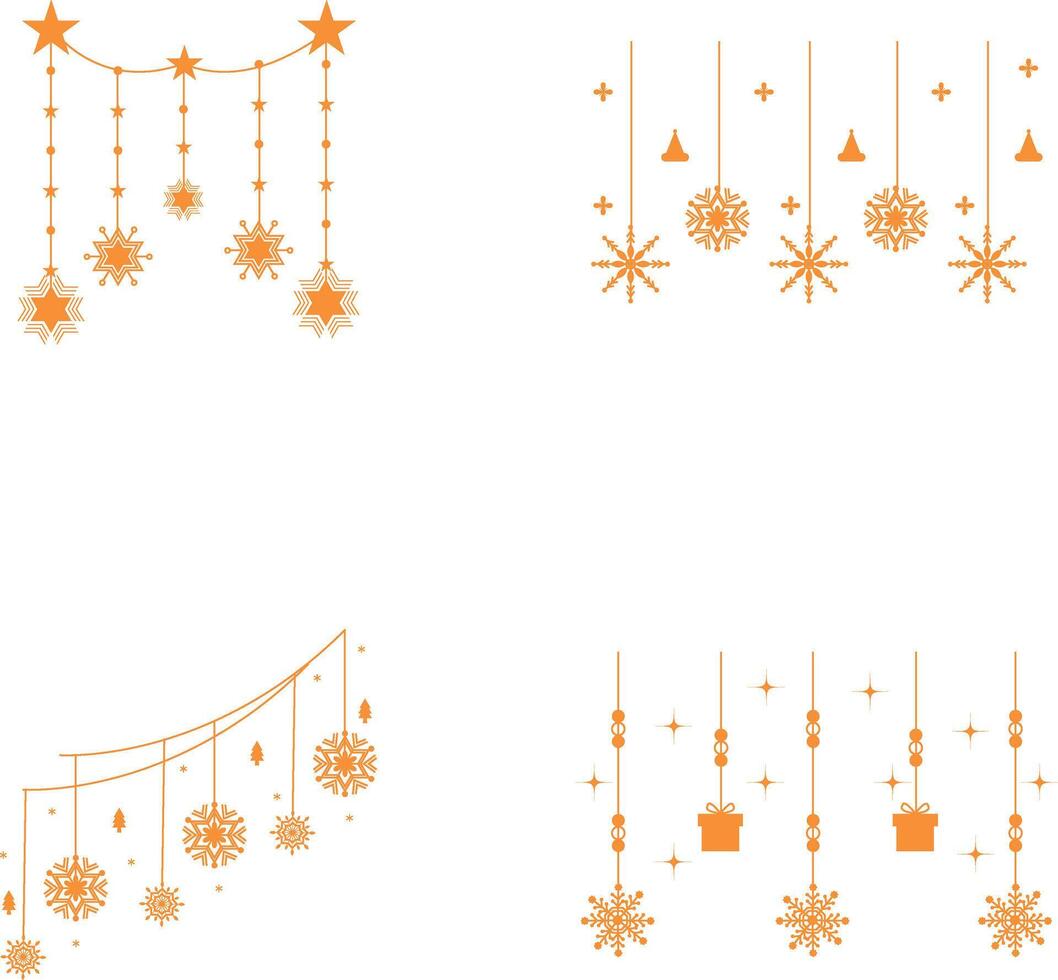 Kerstmis sneeuwvlokken hangen. gemakkelijk decoratie elementen. vector illustratie.