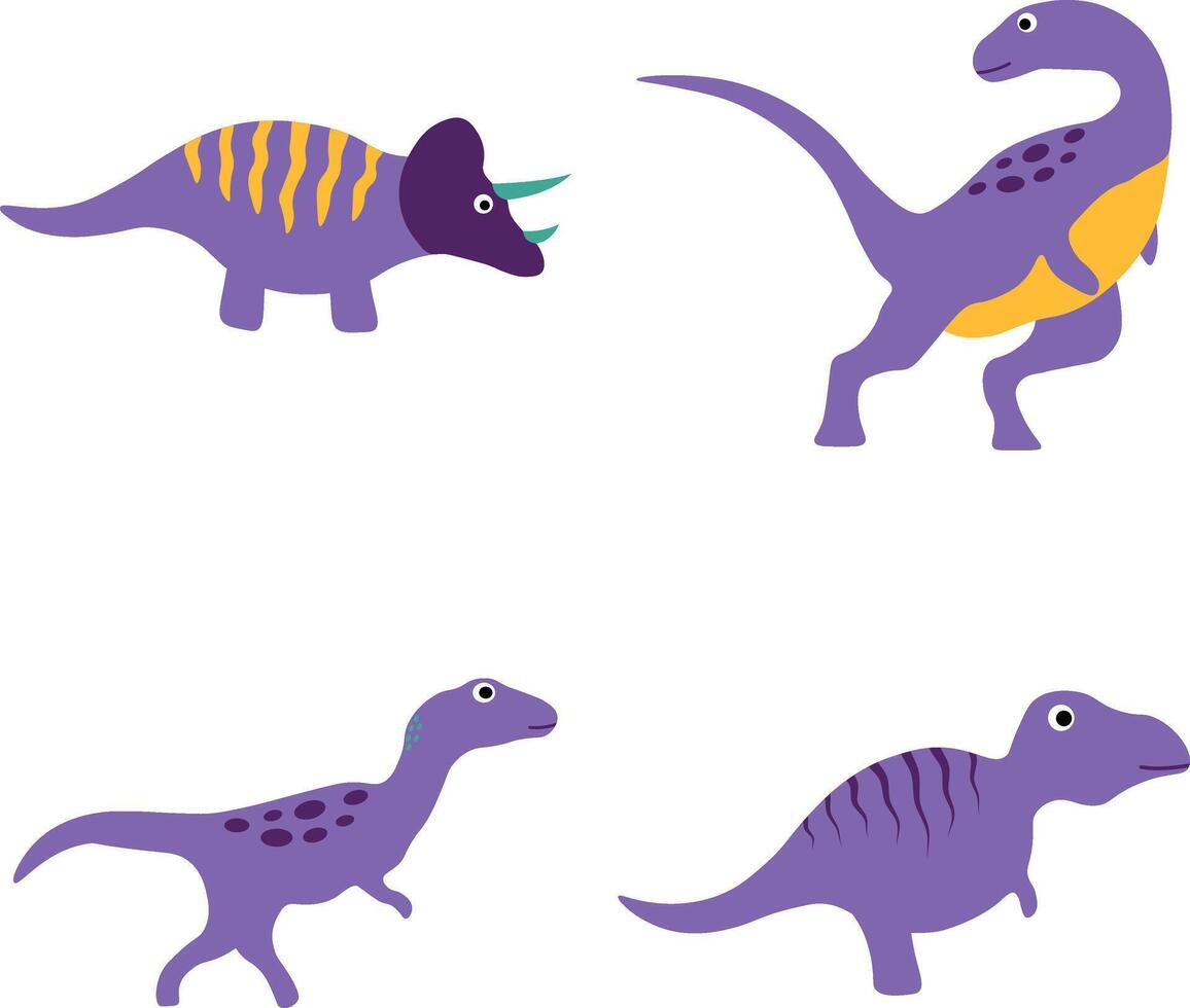 aanbiddelijk dinosaurussen illustratie. vlak tekenfilm stijl. geïsoleerd vector set.