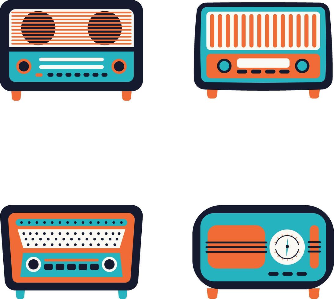 oud radio stereo met wijnoogst ontwerp. vector illustratie