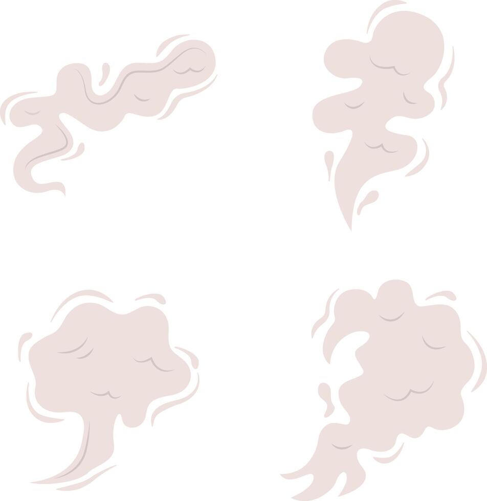 tekenfilm rook wolk met vlak tekenfilm stijl. geïsoleerd Aan wit achtergrond. vector illustratie set.