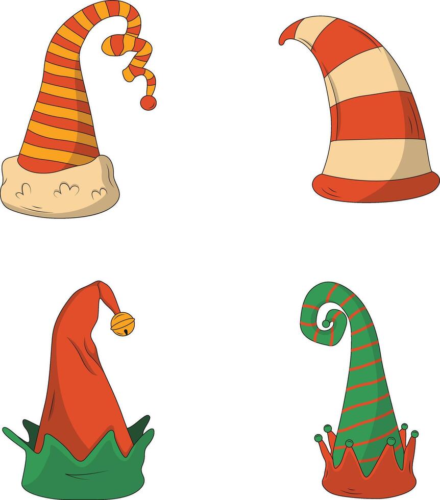 Kerstmis de kerstman hoed met tekenfilm ontwerp. vector illustratie set.