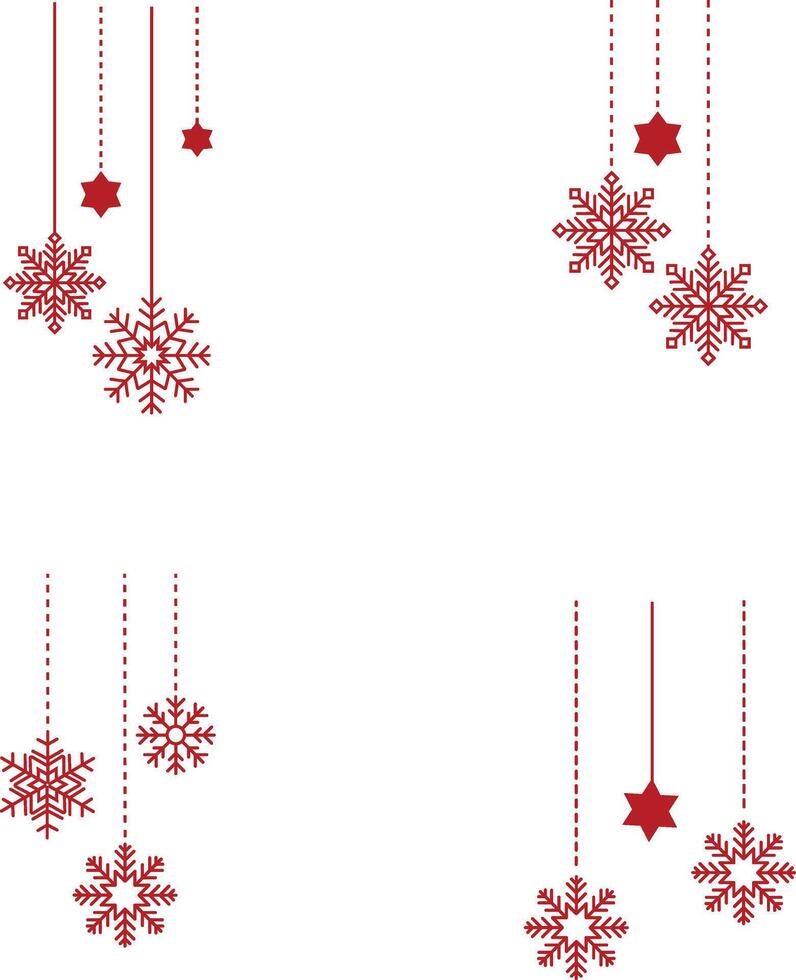 Kerstmis sneeuwvlokken hangende decoratie. voor nieuw jaar achtergrond. vector illustratie