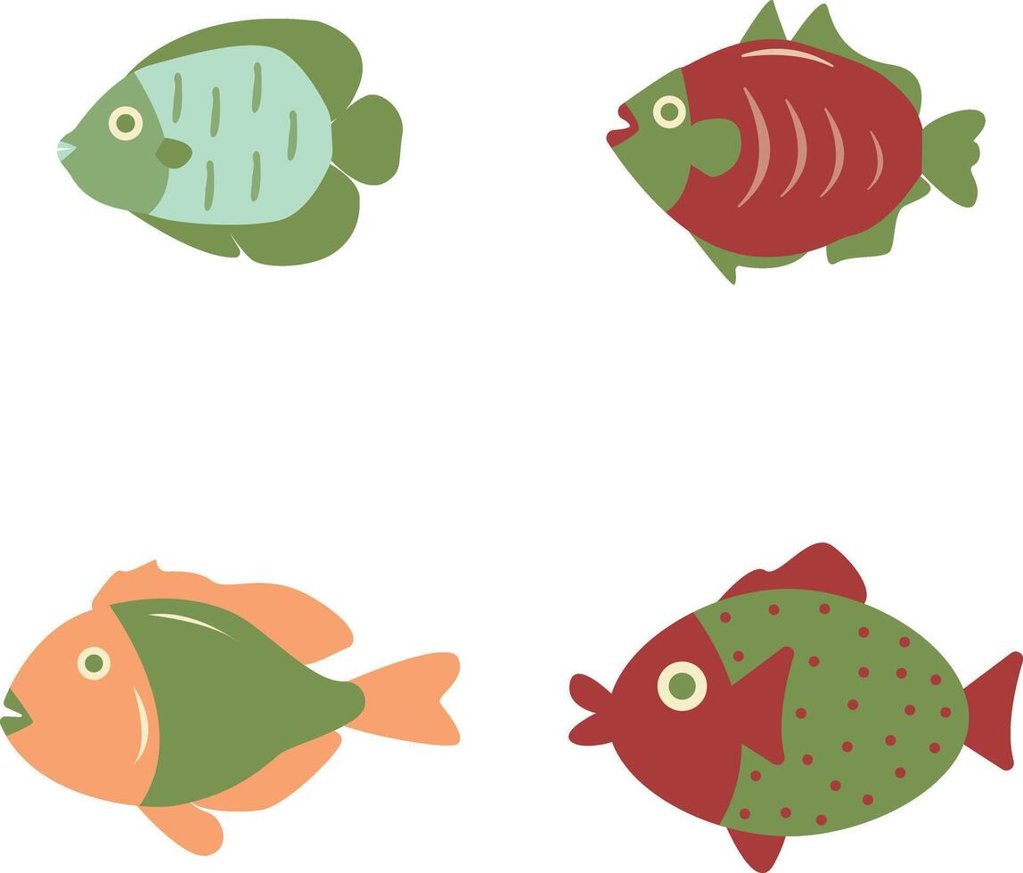 aanbiddelijk vis illustratie. vlak tekenfilm ontwerp stijl, geïsoleerd vector set.