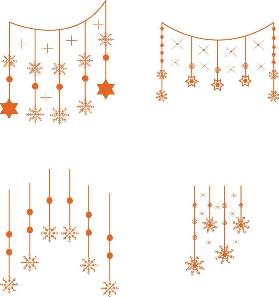 Kerstmis sneeuwvlokken hangende met vlak ontwerp en vormen. geïsoleerd Aan wit achtergrond, vector icoon