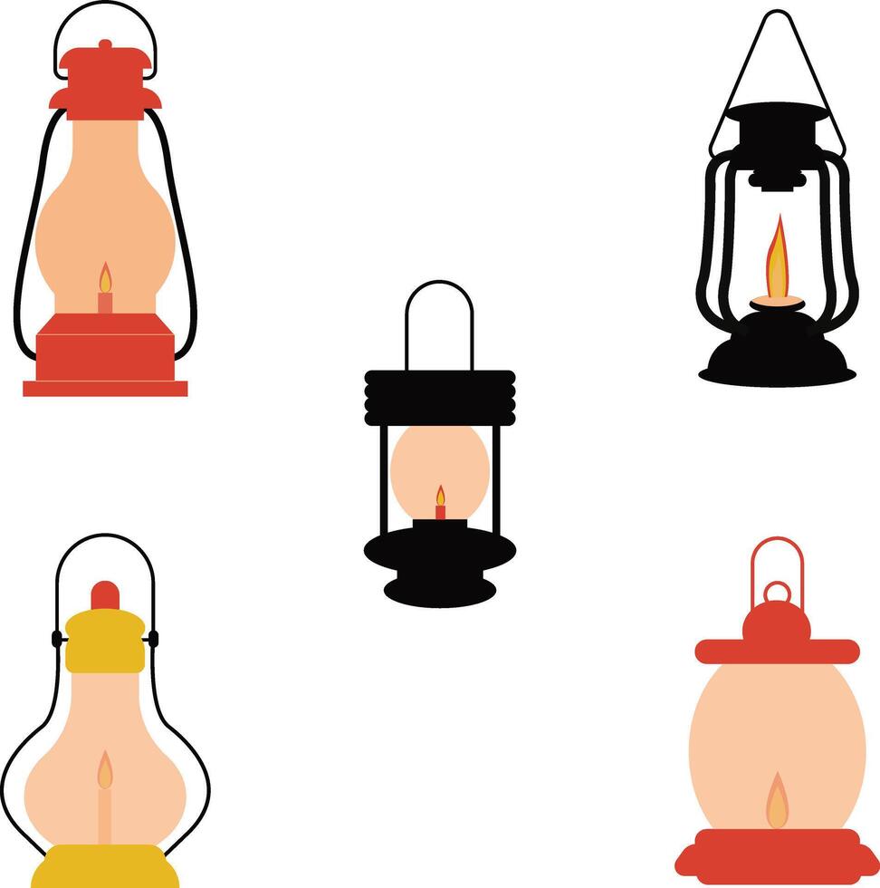 camping lantaarn lamp met handvat. geïsoleerd Aan wit achtergrond, vlak illustratie. vector