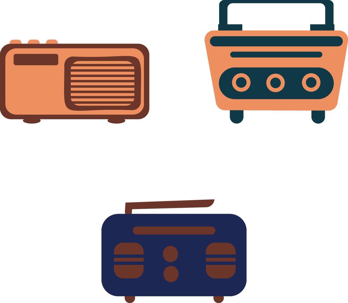 oud radio stereo icoon. met klassiek tekenfilm ontwerp. geïsoleerd vector set.