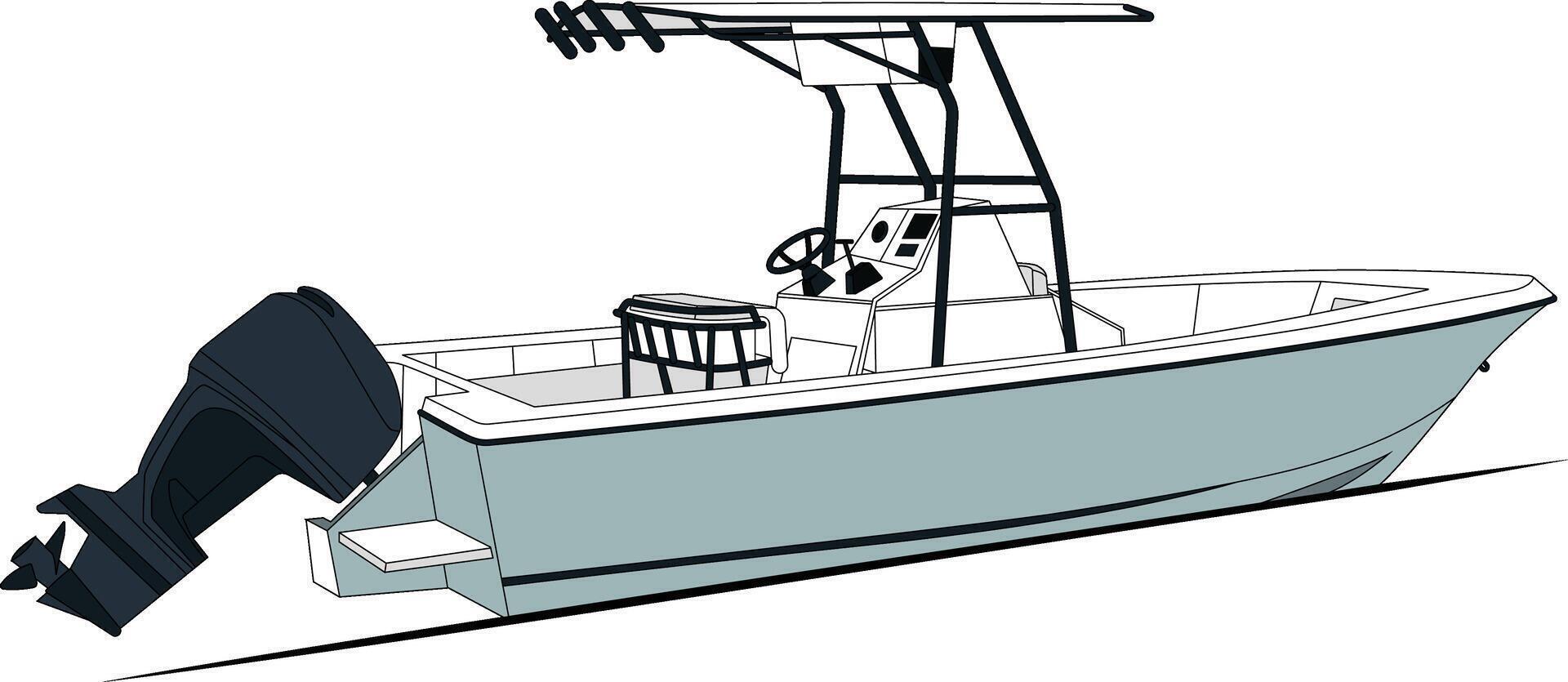 top visie visvangst boot vector