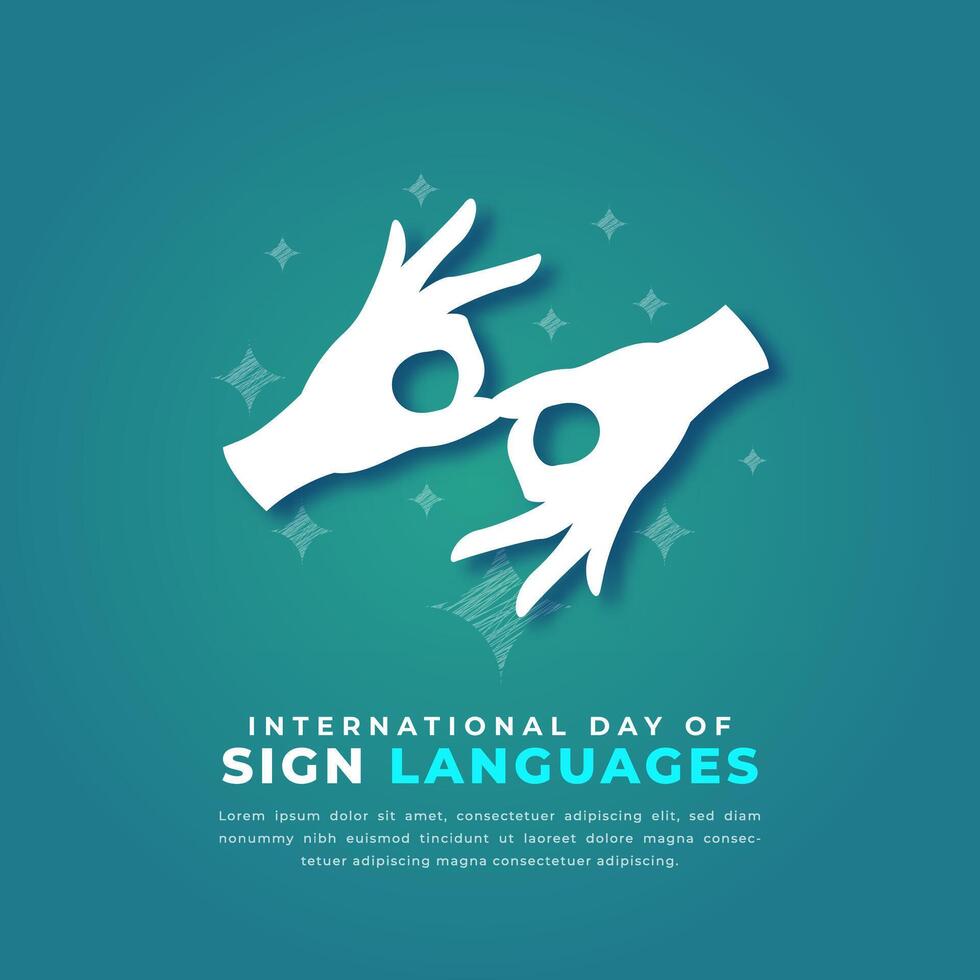 Internationale dag van teken talen papier besnoeiing stijl vector ontwerp illustratie voor achtergrond, poster, banier, reclame, groet kaart