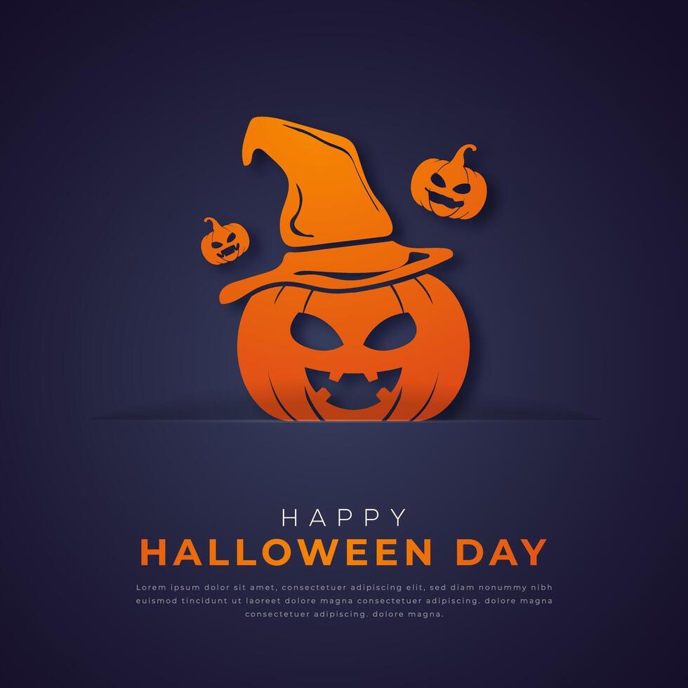 gelukkig halloween dag papier besnoeiing stijl vector ontwerp illustratie voor achtergrond, poster, banier, reclame, groet kaart