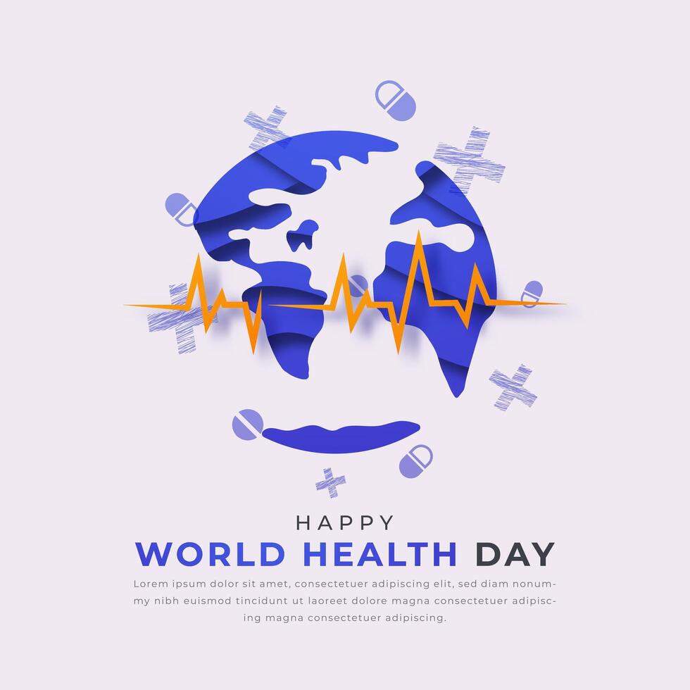 wereld Gezondheid dag papier besnoeiing stijl vector ontwerp illustratie voor achtergrond, poster, banier, reclame, groet kaart