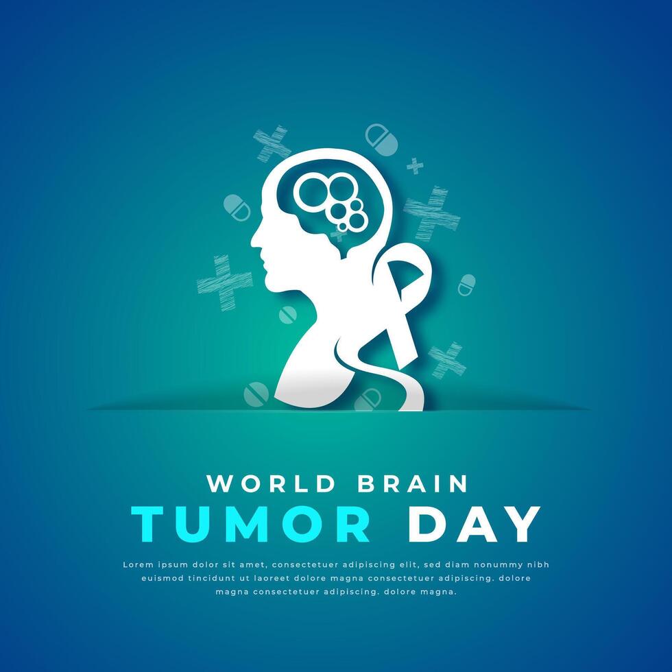 wereld hersenen tumor dag papier besnoeiing stijl vector ontwerp illustratie voor achtergrond, poster, banier, reclame, groet kaart