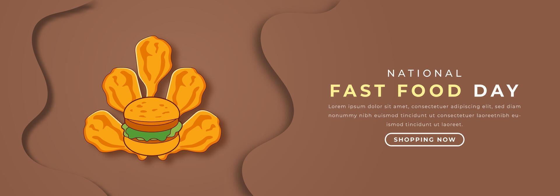 nationaal snel voedsel dag papier besnoeiing stijl vector ontwerp illustratie voor achtergrond, poster, banier, reclame, groet kaart