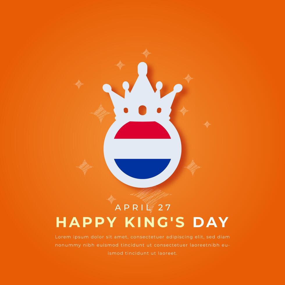 gelukkig koning dag papier besnoeiing stijl vector ontwerp illustratie voor achtergrond, poster, banier, reclame, groet kaart