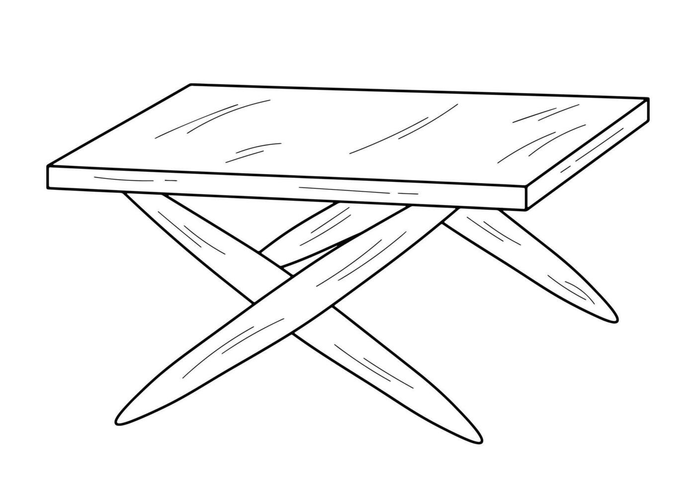 schetsen van een dressing tafel. bureau, avondeten tafel, dressing tafel, bureaublad, keuken tafel. stuk van meubilair vector