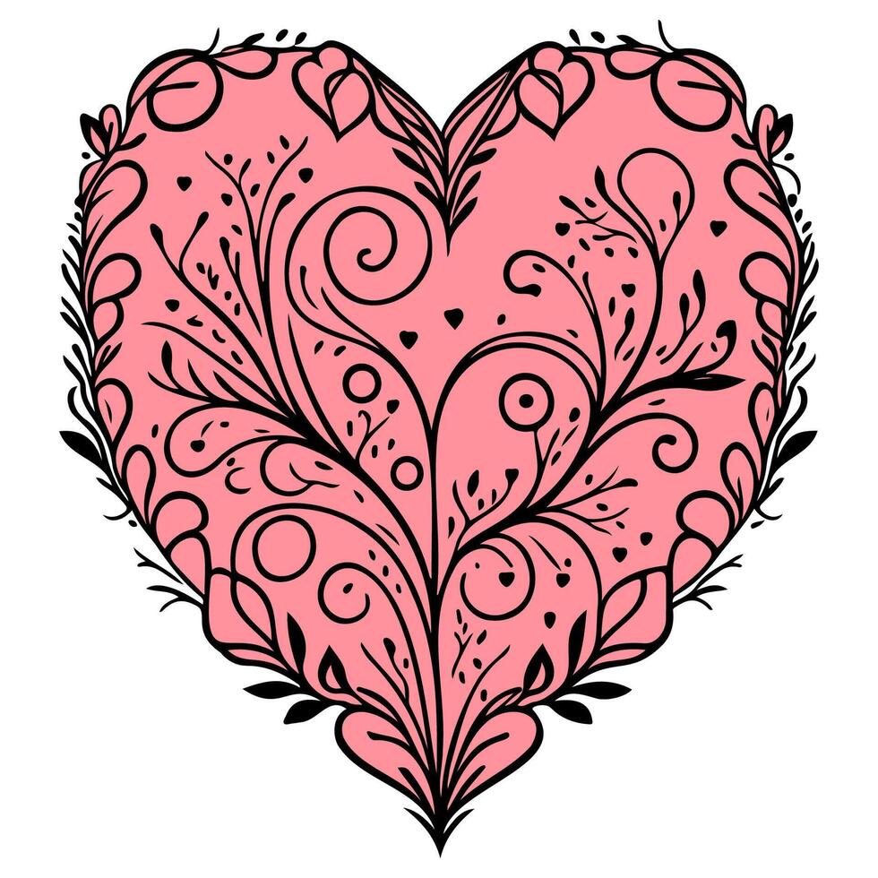 liefde hart ornament bloem Valentijn illustratie schetsen vector