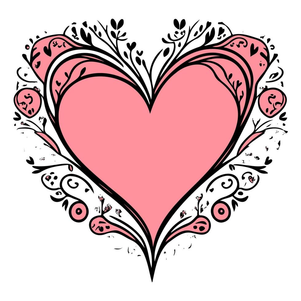 liefde hart ornament bloem Valentijn illustratie schetsen vector