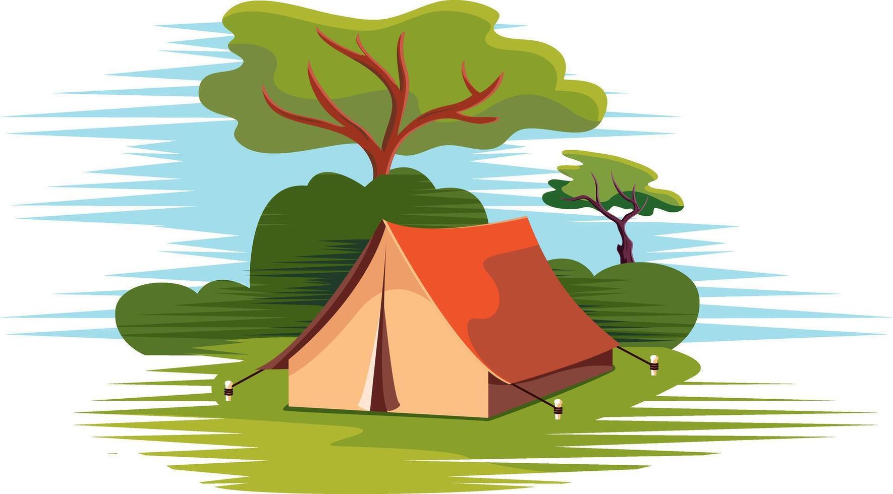 camping tent voor trekker en wandelaar vector illustratie