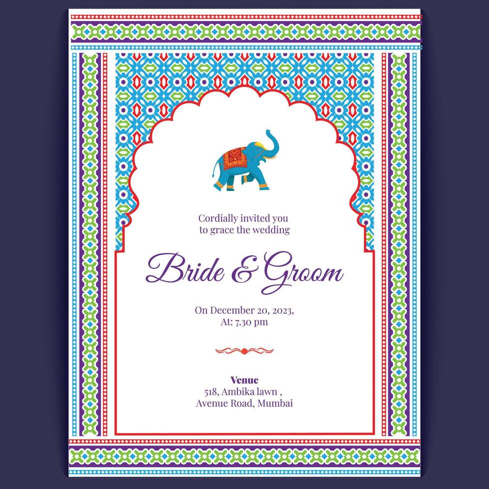 luxe Indisch bruiloft kaart ontwerp, bruiloft uitnodiging sjabloon vector