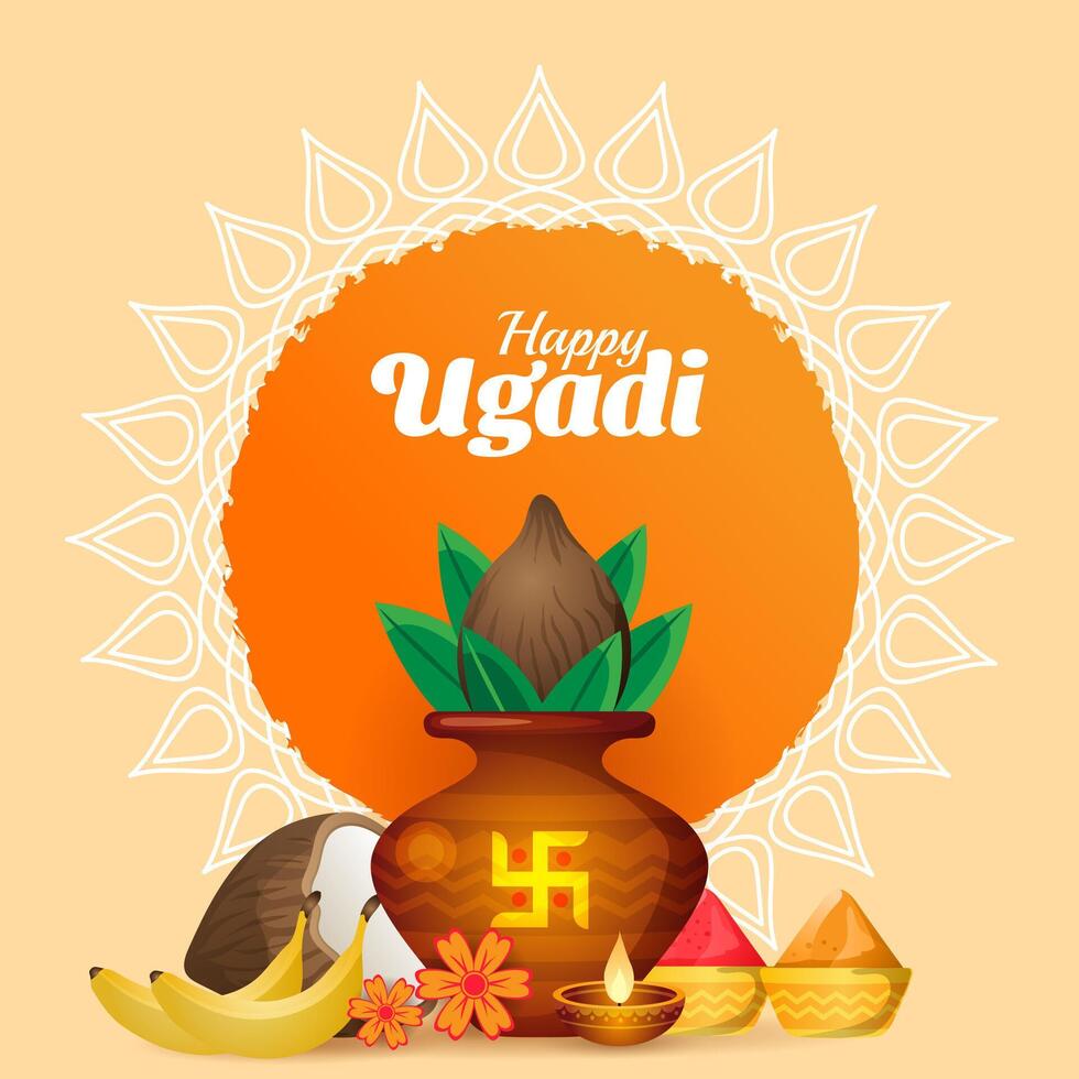 gelukkig ugadi festival viering groet achtergrond vector