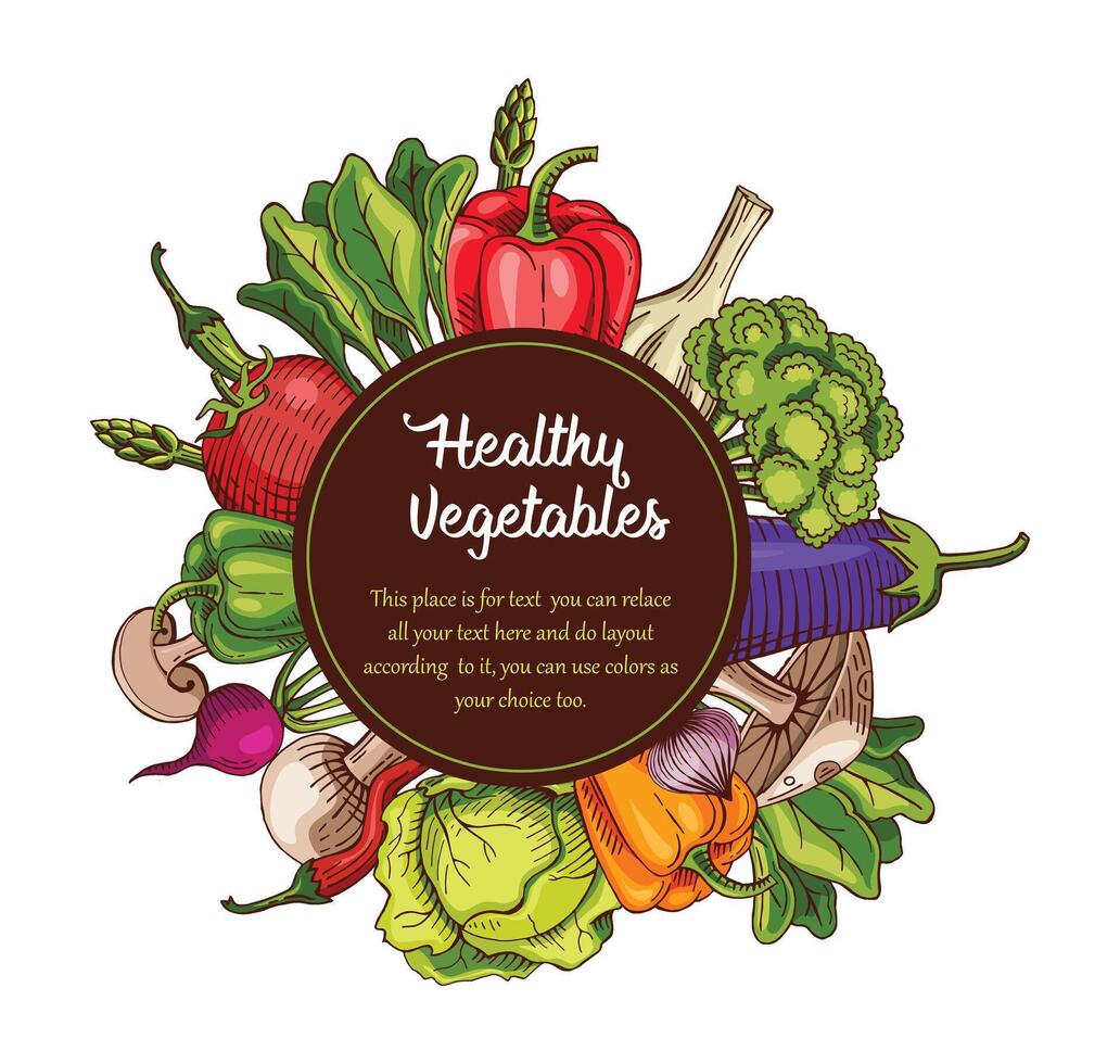 biologisch groente voedsel sjabloon met tekst vector