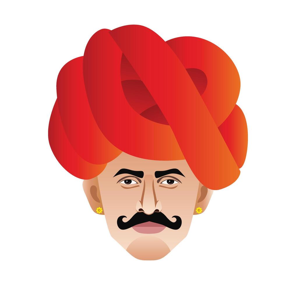 Rajasthani rabari Mens dichtbij omhoog royalty vrij vector illustratie