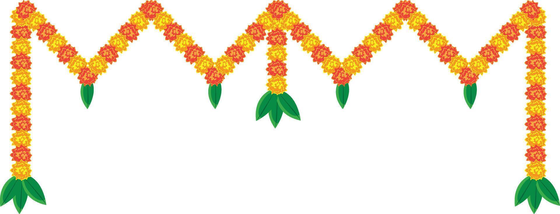 Indisch goudsbloem guirlande, Toran ontwerp, bloem vlaggedoek vector