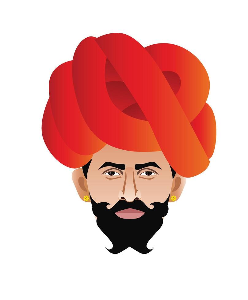 Rajasthani Mens gezicht, dichtbij omhoog geïsoleerd vector