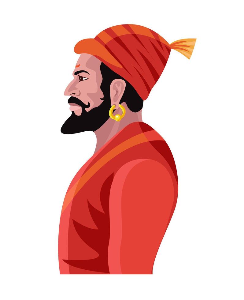 Hindoe maratha koning, shivaji Maharaj kant visie vector